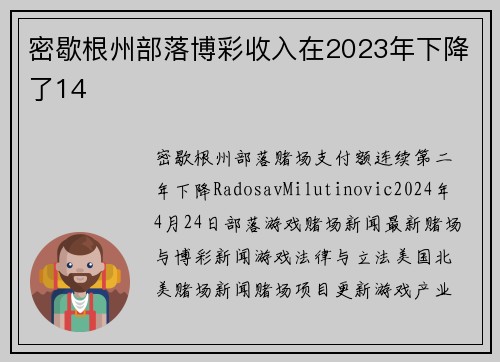 密歇根州部落博彩收入在2023年下降了14